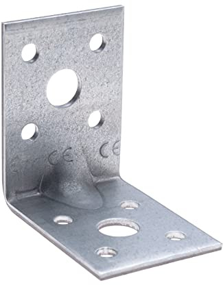 Hörnfästen för Hörnstöd 90 Angle Reinforced Elbow Robust Steel Connector L-Shaped Heavy Duty Wooden Angle Bracket 50x50x50x2 mm Zinc Plated Supporter (Pack of 10)