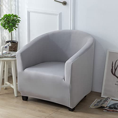 YOPOIY Milchseide Club Chair Schonbezug, Stretch Sesselbezug Abnehmbare Weich Tub Club Stuhlbezüge mit Elastischer Unterseite Waschbar Sesselhusse für Wohnzimmer -hellgrau-Einheitsgröße