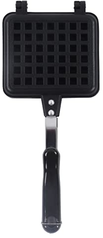 HERCHR Small Waffle Maker, Stovetop Waffle Iron, Nonstick, Aluminum Alloy, Black