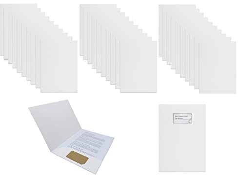 10 bolsas de papel kraft de 320 g/m² en formato A4, carpeta para documentos, maletín, archivador, carpeta ideal para oficina, escuela, universidad, 31 x 24 cm (30, blanco)