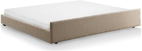 BOWERY HILL Contemporary Fabric Twin Trundle, 76.5 W x 41.5 D x 13.25 H, Solid Wood Frame, Ivory Linen-Like Upholstery, Built-in Casters, Bedroom Furniture for Daybeds and Twin Mattresses