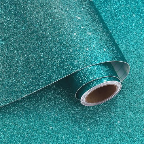 VaryPaper Pailletten Glitzer Selbstklebend Tapete Blau 40cmx200cm Glitzerfolie Dekofolie Möbelfolie Glitzer Tapeten Wohnzimmer Schlafzimmer Schrankfolien Treppen Regal