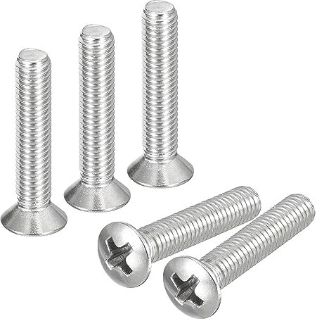 QUARKZMAN Tornillos para Máquinas Phillips Cabeza Ovalada, M5x25mm, 50uds, Acero Inoxidable 304, Cabeza Avellanada Ligeramente Levantada