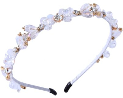 IYOU Glittrande strass hårband kristall vitt hårband pärlor vintage fest hårsmycken för kvinnor och flickor