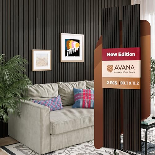 Avana Acoustic Wood Wall Panels – 94.4 X 12.6 Smoke Oak Acoustic Panels Set Of 2 – Wall Panels For Interior Wall Decor For Homes, Offices, Studios – Sturdy And Durable Wood Panels For Wall