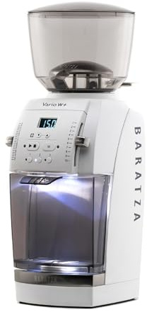 Baratza - Vario W+ 230V Coffee Grinder - Moulin à café électrique avec Fraises Plates en Acier de 54 mm - Programmable Individuellement pour Espresso, Cafetière, et Café Filtre - Blanc