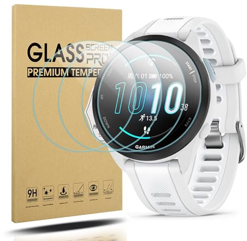 Diruite Pellicola per Garmin Forerunner 165/165 Music/70/170/170 Music | 4 Pezzi Pellicola Protettiva Vetro Temperato Durezza 9H,Antigraffio,Alta Sensibilità,Senza Bolle,Protezione a Copertura