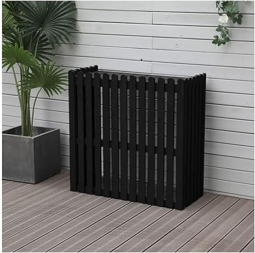 Finestra Condizionatore d'Aria Recinzione Schermo Copertura Protettiva unità di Condensazione, Condizionata Esterna Telaio A Cremagliera Radiatore con Persiane Design A Griglia (Color : Schwarz, Siz