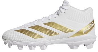adidas Herren Adizero Impact.2 Geformter American Football Sneaker, Weiß/Gold Metallic/Weiß, 44 EU