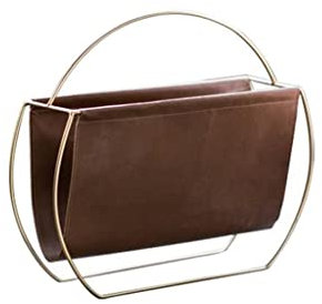 Aktenmagazinhalter Zeitschriftenregal, nordischer moderner Zeitungsständer aus Metall und Leder, kreatives Desktop-Bücherregal for Bücher, Home-Office-Dateien und Papier Zeitschriftenhalter