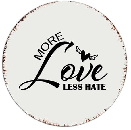 More Love Less Hate Farmhouse Metallschilder für den Außenbereich, Retro-Gartenschilder, LGBT Pride, Liebe, Spruch, Paar, Raumdekoration für Männer, Metallschild für Terrasse, Waschküche, Garage, 22,9