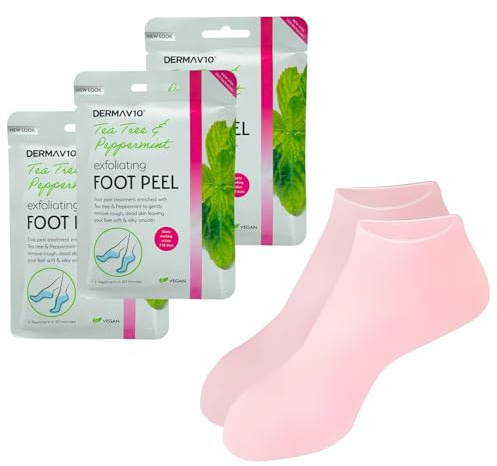 Kit de cuidado de pies - 3 máscaras exfoliantes y calcetines de silicona