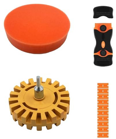 rflaueo Wheel Car Decal Remover Tool Kit Eraser Wheel Decal Remover with Drill Adapter for Removing Pinstripes, Stickers, Adhesive Vinyl Decals from Cars, Rvs, Boats and More(U226-1)