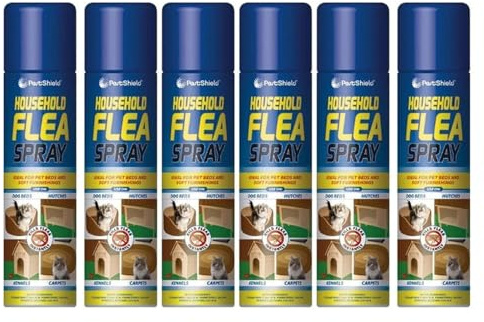 DIOXSTAR Flea Spray Home Animal Kill Fleas Tick Protection, Fast-Acting Solution, Kills & Repel Fleas, Suitable for Cats, Dogs, Puppies & Kitten, Use on Bedding, Carpets, Furniture, (200ml, 6 Pcs)