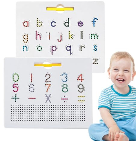 Tableau de l'alphabet magnétique, Tableau de Lettres magnétique Double Face, Tableau de traçage des Lettres magnétiques, Planche à Dessin magnétique de l'alphabet, Voir la Description, Tableau de