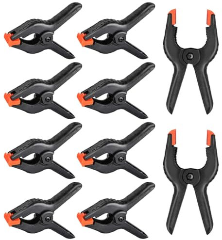 SIRLOMU 10 Pezzi Morsetti a Molla Nylon, Spannklemme per Lavorazione del Legno, Progetti Fai da Te, Fotostudio, Fondo Fotografico (3 Pollici)