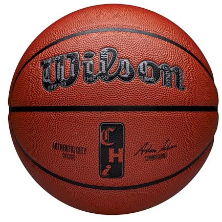 Wilson NBA Authentic City Basketball, City of Chicago, Ever Bounce Technologie, Luftstandskontrollschicht und Pure Feel Oberfläche, Für verbesserten Grip, Farbe: Braun, Größe: 7