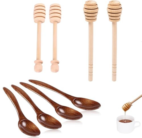 8 Pcs Set Honey Spoon, Honey Dipper, Honey Stick Honey Stick Honey Spoon Wooden Spoon for Honey Easy to Clean Wooden Honey Spoon for Stirring Honey Tea Coffee Jam and Wedding Party Favors Gift