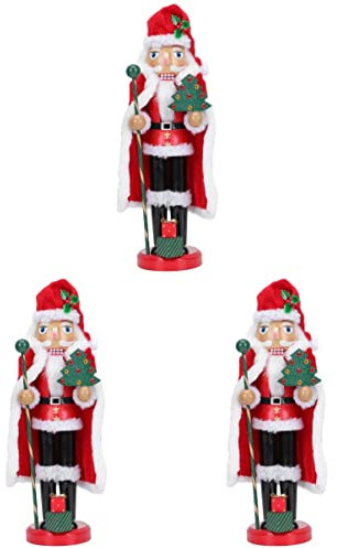ABOOFAN 3 Pièces Casse Noisette décoration intérieure Christmas Home Decoration Noel décoration Lumières de Noël Ornement de Bureau décor de Bureau décor de Dessin animé Coton Rouge