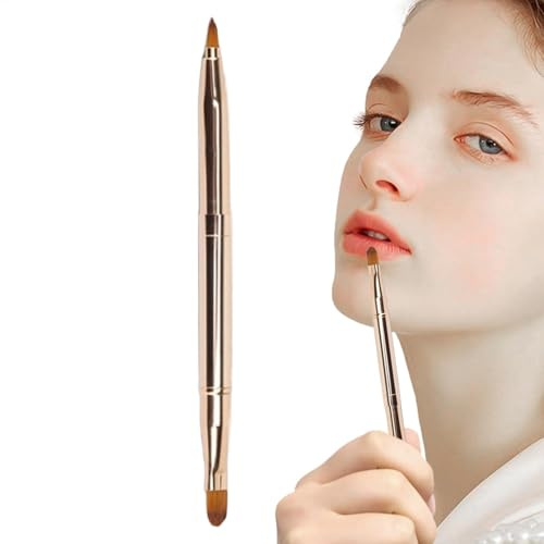 Läppborste för läppstift, läpppennaborste - infällbar makeup läppfoder applikator, dammsäker läppstift concealer borste för arbete, de