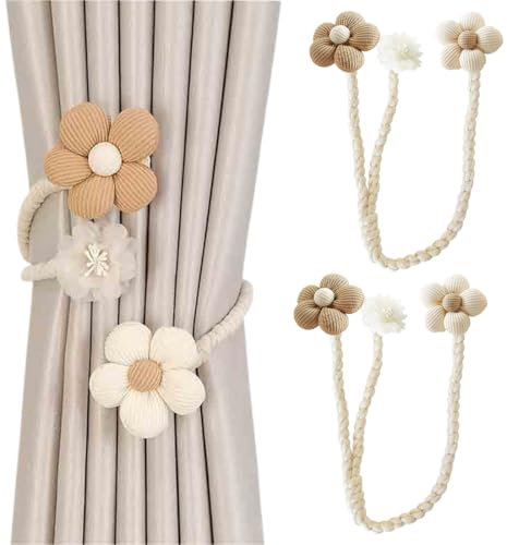 XYTAHDM 2 Pezzi Fiori Fermatenda Resistenti Fermatenda Fermi per Tendaggi Fermatenda Ferma Tende Non è Necessario Forare per Tende per Tende da Interni e Esterni