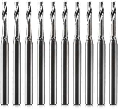 EU_HOZLY Fresa da 3,175 mm gambo singola scanalatura frese CNC per alluminio gambo 3,175 mm, lunghezza di taglio 12 mm, lunghezza totale 38 mm, fresatrice CNC alluminio, fresa cnc 10 pezzi (2 * 12