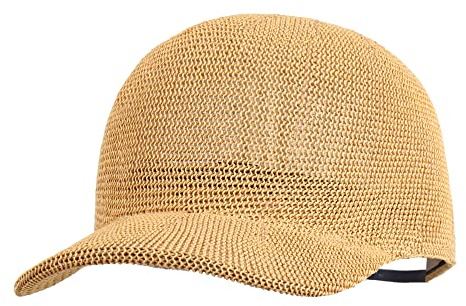 Reberomantique Cappello da Baseball Unisex in Paglia, con Visiera Parasole per Esterni, da Viaggio, Regolabile, Cappello da Camionista, Marrone, 7-7 1/4