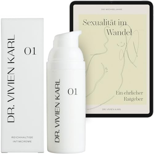 DR. VIVIEN KARL Intimcreme 01 + GRATIS E-Guide | Feuchtcreme für Intimtrockenheit & Intimpflege Damen | Hormonfreie Salbe gegen Juckreiz im Intimbereich | Ohne Duftstoffe | In Apotheke entwickelt 50ml
