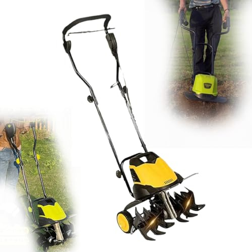 Electric Garden Tiller, 2400W Cordless Rotary Cultivator with 6 Blades, Tillage Depth 22cm, Width 45cm, Quiet Soil Preparation Tool