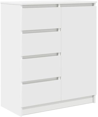 ULUYYUC Vetrinetta Soggiorno Mobile Cucina Salvaspazio Mobiletto da Esterno Mobile Basso Soggiorno - Credenza con Cassetti Bianco 71x35x84 cm in Legno Multistrato per Bagno Salotto Ingresso Soggiorno