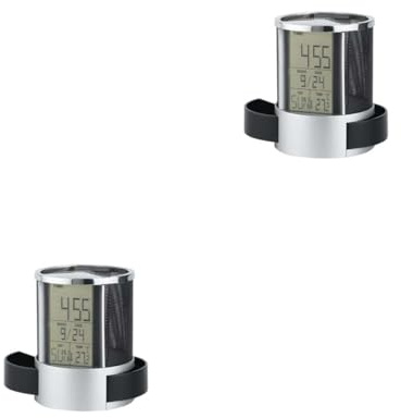 Angoily 2pcs Digital Clock Mains Powered Calendar Holder Mesh Organizer Office Clock Digital Electronic Table Calendar and