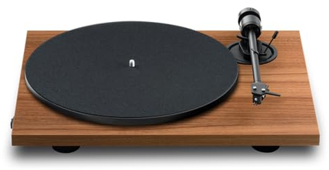Pro-Ject E1.2, tocadiscos de nivel básico Plug & Play con control electrónico de velocidad, fuerza de seguimiento preestablecida, equipado con cartucho de fono Pick It MM E (nogal)