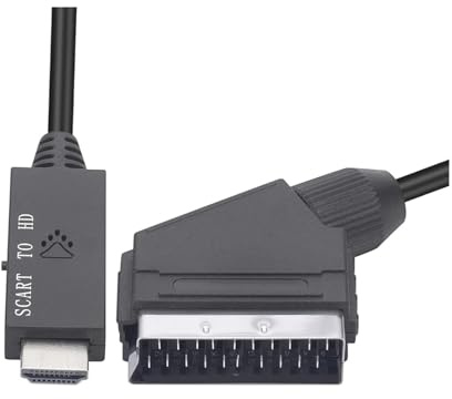 FCJPYRAPS Convertitore HD da 1 m Scart a HDMI Compatibile con convertitore Video Audio 1080P Cavo Micro USB DC 5V Accessori for Linea di conversione Display HDTV/Dvd