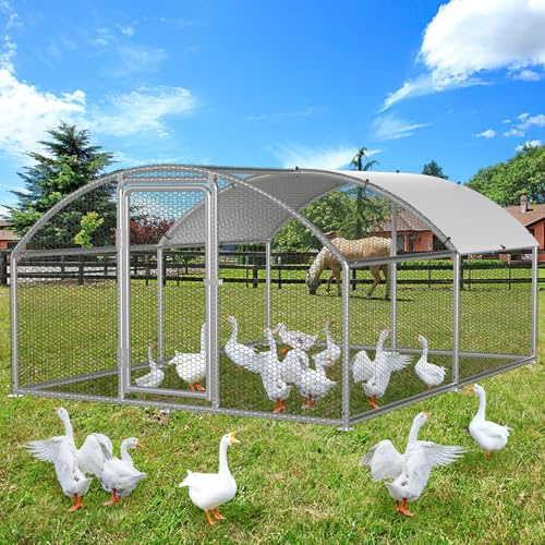 Eikuavons Pollaio 3 x 4 x 2 m - Cupola da tetto, recinto per pollaio, con serratura in acciaio zincato e tessuto di colore PE impermeabile, facile da pulire