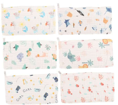 UTHCLO 6 piezas Toallitas Muselina Niña Pañuelos Saliva Absorbentes Suaves y Multifuncionales para Cara y Eructos Diseño Infantil para Recién Nacidos y Pequeños