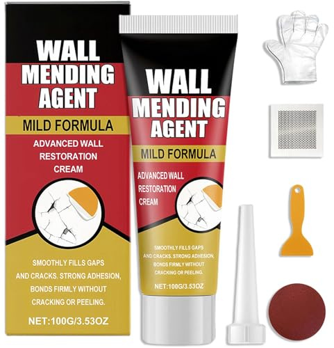 WALL MENDING AGENT, Wall Filler Kit, Waterproof Filler for Walls, High Strength Plaster Repair of Small Holes in The Walls, with Scraper to Fill The Cracks and Plaster Surface