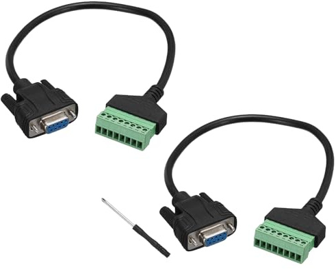 sourcing map DB9 - Adaptador de terminal de tornillo hembra a 8 pines, conector VGA de 9 pines, cable de extensión sin soldadura para proyectos de red de audio multimedia KTV, paquete de 2