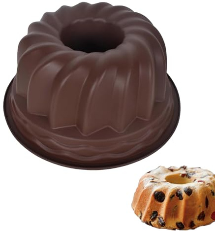 Gugelhupfform silikon, Ø 24 cm, silikonbakform, nonstick-gugelhupf, bakform, temperaturbeständig, kulhupf, bakform för Gugelhupf, marmor, blandkaka, bröd (mörkbrun)