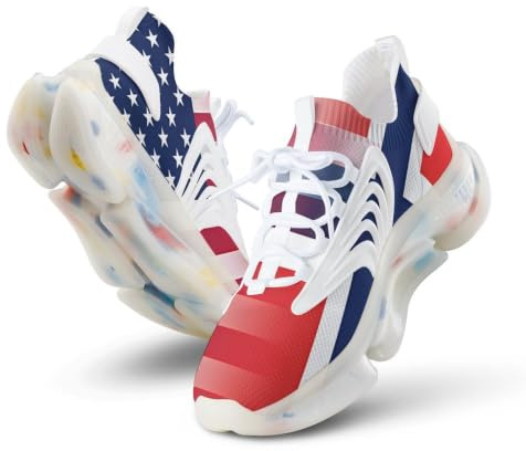 Tenis de correr para hombre con la bandera de Estados Unidos y Noruega, Estilo blanco, 42.5 EU