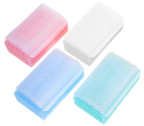 4pcs Sensory Brush Small Double-Sided Sponge Pp Bath Scrubber | Coarse and Fine Surfaces, Reusable for Bath or Shower, Cradle Cap Support, Suitable