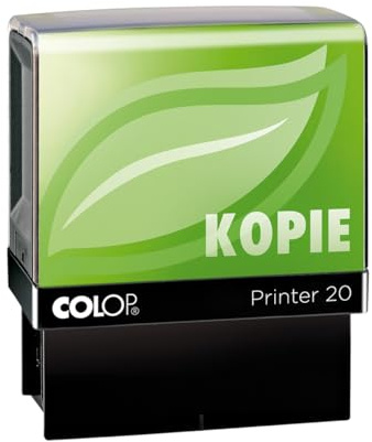COLOP Textstempel Printer 20 Green Line mit Text Kopie, nachhaltig aus überwiegend recyceltem Kunststoff produziert, 14,10 x 8,30 x 6,40 cm