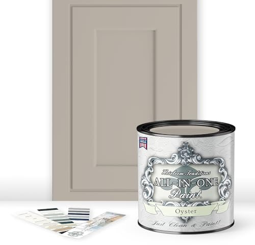 ALL-IN-ONE Paint by Heirloom Traditions, Oyster (Neutral Taupe), Quart - Durable cabinet and furniture paint. Built in primer and top coat, no sanding needed. Includes our 30 featured color card.