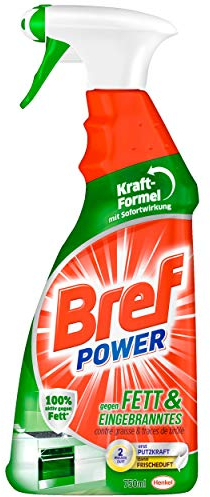 Bref Power gegen Fett und Eingebranntes, Fettlöser, 750 ml Sprühflasche, für Küche, Kamin, Grill und Ofen