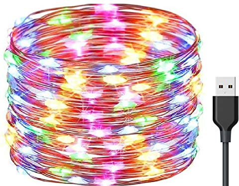 Exporee 20m ha condotto le luci della stringa 200 leds Usb alimentato, luci di filo di rame fata impermeabile per recinzione patio, albero da giardino, Natale, colorato