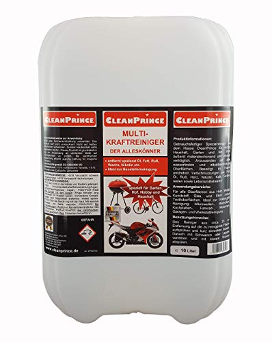 CleanPrince 10 Liter Multi Kraftreiniger | Motorradreiniger Intensivreiniger Fett Öl Schmutz Fahrrad Werkstattreiniger