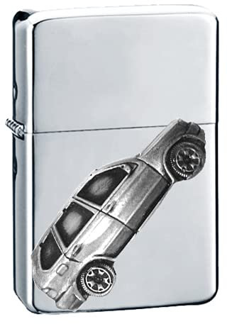 Klassisches deutsches Auto X5 ref311 Zinn-Effekt auf einem Flip-Top-Benzinfeuerzeug, winddicht, Silber nachfüllbar