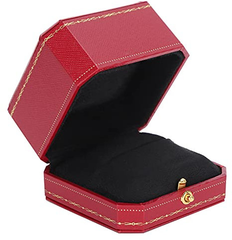 Jenngaoo Ring Box, Velvet Couple Earring Ring Brooch Cufflink Boxes Jewellery Gift Ring Box for Engagement Proposal Wedding Valentine, 75x75x50mm(Red)