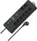 Brennenstuhl Premium-Line Duo regleta enchufes de 8 Tomas con protección contra sobretensiones (Cable de 3 m, Interruptor, protección hasta 60.000 A, Fabricado en Alemania) Negro