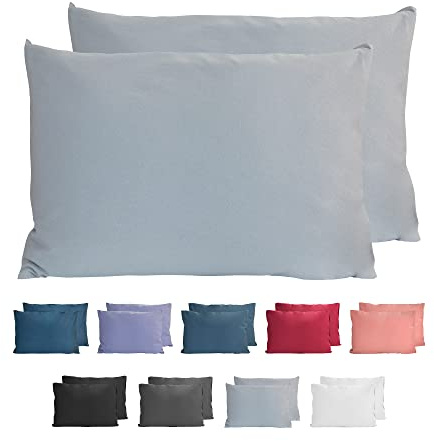 Komfortec 100% Baumwolle Kissenbezüge 2er Set - Superweicher Premium Jersey Kopfkissenbezug 150 g/m² - Kissenhülle - Grau - 40 x 60 cm