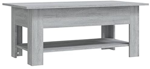vidaXL Coffee Table Home Living Room Office Furniture Modern Rectangular End Accent Sofa Couch Side Tea Table with Storage Shelf Grey Sonoma Chipboard | Sleek and minimalistic for modern spaces, Two-tier design for practical organization, Made from durable engineered wood